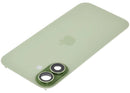 Tapa trasera de repuesto para iPhone 17 Sage, vidrio verde con orificio de cámara y logo Apple.