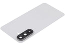 Tapa trasera gris claro para Samsung Galaxy A56 5G (SM-A566) con lente de cámara, repuesto Aftermarket Plus.