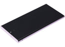 Pantalla OLED lavanda Samsung Galaxy S23 Ultra con marco, 120Hz, ideal para reparación de display roto.