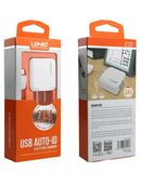Compra el cargador de pared dual USB-A LDNIO A2201 de 17W en Guatemala, ideal para cargar dos dispositivos al mismo tiempo.