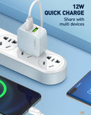 Compra el cargador de pared dual USB-A LDNIO A2201 de 17W en Guatemala, ideal para cargar dos dispositivos al mismo tiempo.