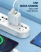 Compra el cargador de pared dual USB-A LDNIO A2201 de 17W en Guatemala, ideal para cargar dos dispositivos al mismo tiempo.