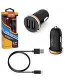 Encuentra el cargador de auto LDNIO DLC-22 de 10W con 2 puertos USB y cable Micro USB de 3 pies en Guatemala para tus dispositivos móviles.