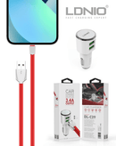 Compra al mayor un Cargador de auto LDNIO C29 3.4A dual USB-A con cable USB A-M en Guatemala para reparaciones y ventas de accesorios de telefonía.