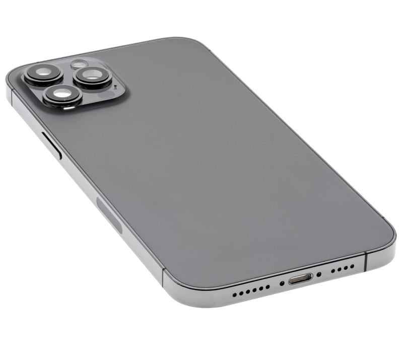 Tapa trasera con componentes pequeños pre-instalados para iPhone 12 Pro Max (Versión EE.UU.) (Usada original grado C) (Grafito)