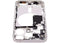 Encuentra la carcasa central con botones de encendido y volumen para iPhone 15 Pro en Guatemala, disponible en versión EE. UU., grado B, color blanco titanio, ideal para reparaciones y reemplazos.