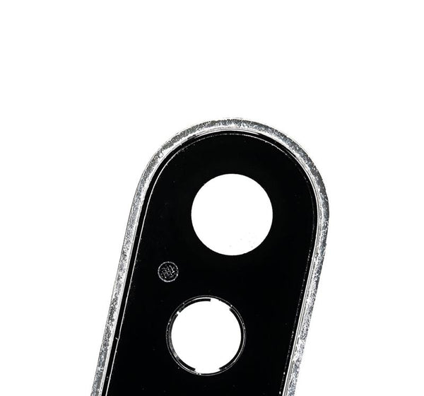 Lente de camara trasera con soporte y bisel para iPhone XS / XS Max (Plata) (Zafiro autentico y premium)