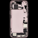 Tapa superior rosa para iPhone 15 Plus (A2847) con puerto de carga y piezas pequeñas, usada OEM, Grado A.