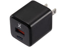 Cargador de pared GaN 30W AmpSentrix Pro negro titanio, USB-C y USB-A. Carga rápida y eficiente.