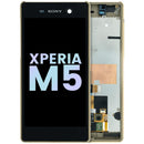 Pantalla LCD original Gold con marco para Sony Xperia M5 E5603, ideal para reparaciones de display.