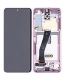 Pantalla OLED Samsung Galaxy S20 5G Cloud Pink, SM-G981V, con marco, refurbished, ideal para reparación de pantalla rota.