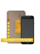 Tester de pantalla LCD DL100 para iPhone 6S, 7, 8 y Plus, verificando la funcionalidad del display.