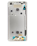 Pantalla LCD refurbished blanca LG G6 Mystic White con marco, ideal para reparación de display.