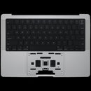 Tapa superior plateada original Apple MacBook Pro 14 A3185 (2024) con batería y teclado ANSI US.