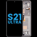 Pantalla incell Samsung Galaxy S21 Ultra Phantom Silver con marco, repuesto para reparación de display roto.
