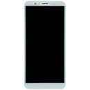 Pantalla LCD original Huawei Y6 2018 (ATU-L21) con marco blanco, lista para reparación.