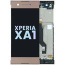 Pantalla original Sony Xperia XA1 Rose Gold con frame, para reparación de display G3112, G3116.