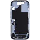 Chasis medio iPhone 17 Mist Blue usado con puerto de carga y piezas pequeñas para reparación.