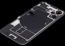 Tapa trasera iPhone 17 blanca usada, A3258, con orificio de cámara, lista para repuesto o reparación.