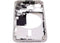 Encuentra la carcasa central con botones de encendido y volumen para iPhone 15 Pro en Guatemala, disponible en versión EE. UU., grado B, color blanco titanio, ideal para reparaciones y reemplazos.