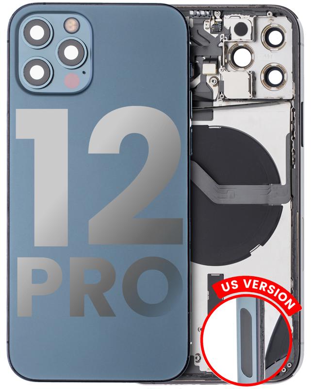 Tapa trasera para iPhone 12 Pro con componentes pequenos pre-instalados (Version US) (Azul Pacifico)