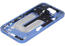 Marco medio ultramarine iPhone 16 (A3104, A3106) con botones power y volumen, repuesto Aftermarket Plus.