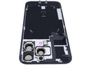 Tapa trasera con placa de acero con carga inalámbrica NFC MagSafe y flex de linterna compatible para iPhone 16 Pro Max (Original OEM) (Negro Titanio)
