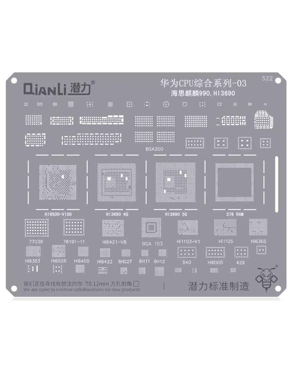 Stencil Bumblebee para reparación de CPU Huawei en Guatemala.