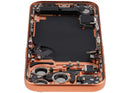 Tapa trasera Cosmic Orange usada para iPhone 17 Pro A29XX con puerto de carga y piezas pequeñas, repuesto de reparación.