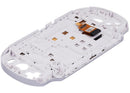 Pantalla blanca de repuesto para Sony PlayStation Vita 1000 (PCH-1001, PCH-1101) con soporte, ideal para reparación de display LCD.