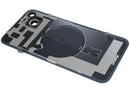 Tapa trasera azul brillante de iPhone 14 Plus con MagSafe, NFC y flex de linterna, repuesto original.
