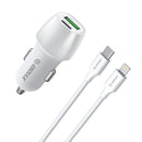 Encuentra el Adaptador de auto Esoulk USB C+A PD/QC Blanco en Guatemala, ideal para cargar tus dispositivos de forma rápida y segura.