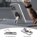 Porta anillo magnético doble cara EVO blanco, soporte ergonómico para teléfono móvil, agarre seguro y funcional.