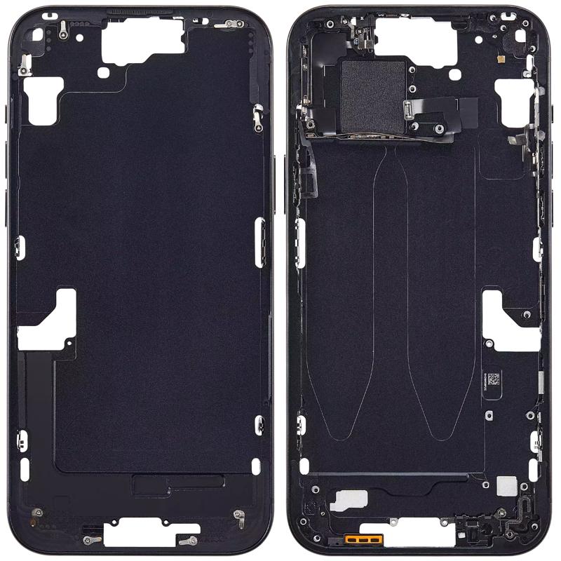 Compra en Guatemala el Marco intermedio negro con botones de encendido y volumen para iPhone 15 Plus versión internacional, ideal para reparaciones en talleres especializados.