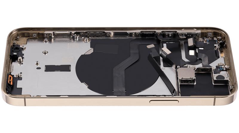 Tapa trasera para iPhone 12 Pro con componentes pequeños pre-instalados (Versión internacional, Dorado, Grado C)