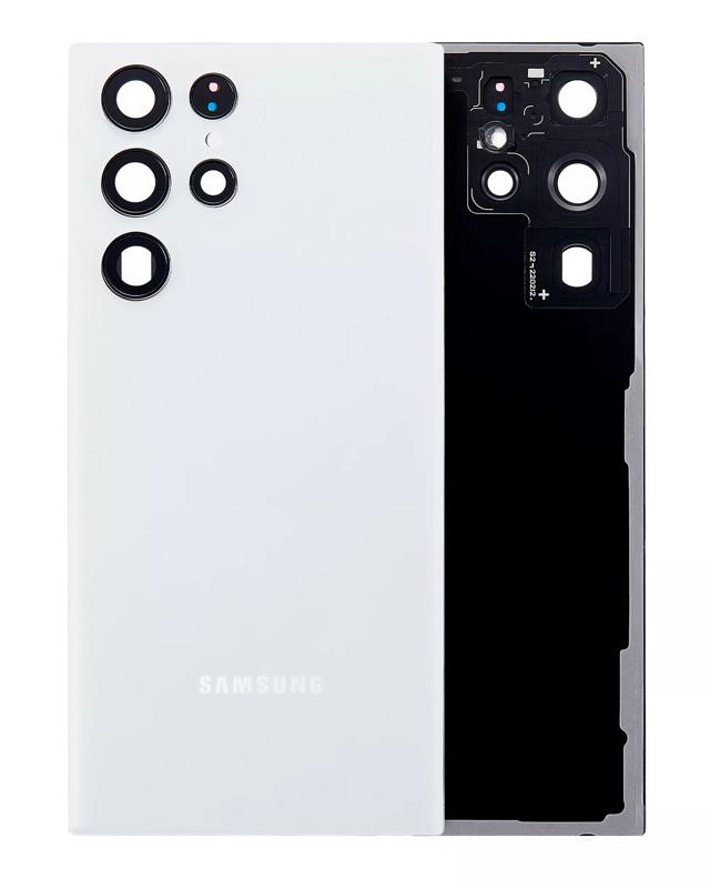 Tapa trasera de cristal con lente de camara para Samsung Galaxy S22 Ultra 5G original (Blanco)