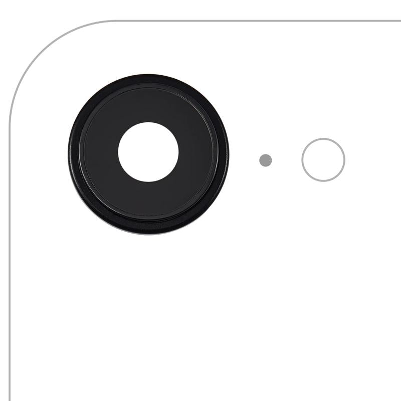 Venta de lente de cámara trasera con bracket y bisel para iPhone 16e en Guatemala, ideal para reparaciones y talleres de celulares.