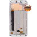 Pantalla LCD completa blanca para Xiaomi Redmi Note 5A, incluye marco y display para reparación.