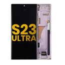 Pantalla OLED lavanda original Samsung Galaxy S23 Ultra 5G con marco, lista para reparación de display.