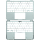 Tapa superior original Apple MacBook Neo plateada con teclado ANSI US, reposamuñecas y trackpad, ideal para reparación.