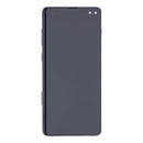 Pantalla OLED negra con marco para Samsung Galaxy S10 Plus, ideal para reparación de display roto.