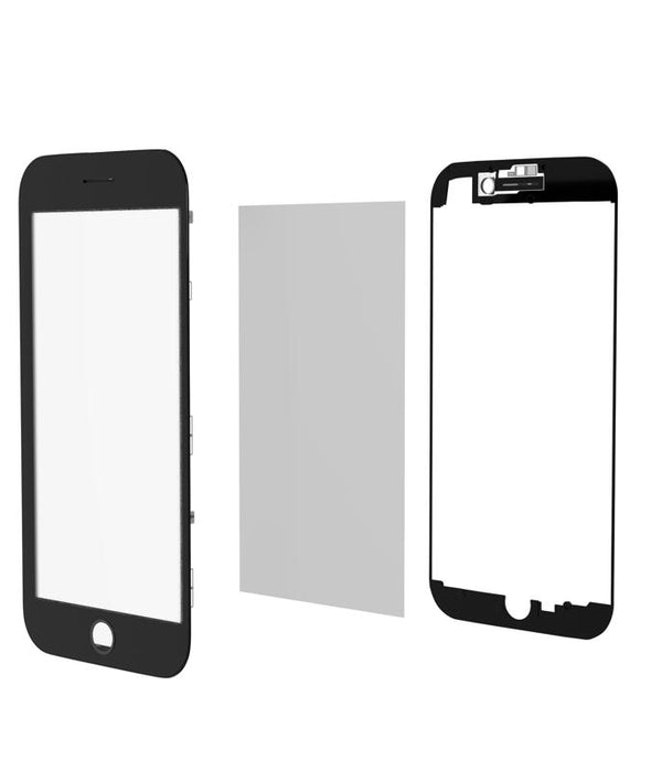 Conjunto de cristal frontal, marco y OCA para iPhone 8 (Negro) (Pack de 2)