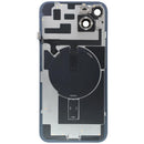 Tapa trasera azul brillante de iPhone 14 Plus con MagSafe, NFC y flex de linterna, repuesto original.