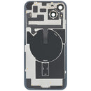 Tapa trasera azul iPhone 14 Plus con MagSafe y NFC inalámbrico, lista para reparación.