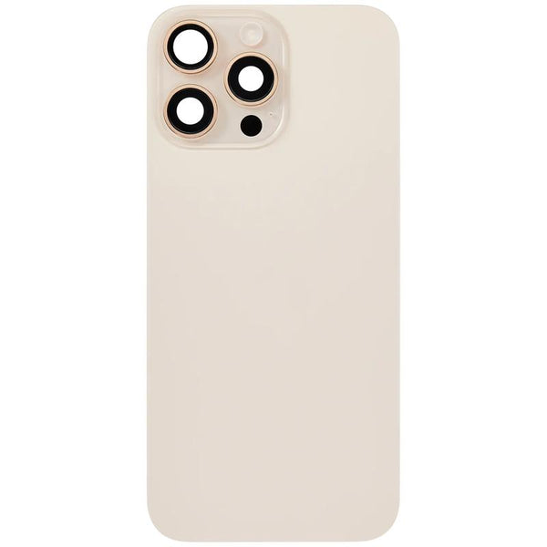 Compra una tapa trasera usada OEM para iPhone 16 Pro Max en Guatemala con placa de acero, carga inalámbrica NFC, MagSafe y flex de linterna.