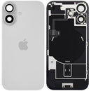 Tapa trasera iPhone 17 blanca usada, A3258, con orificio de cámara, lista para repuesto o reparación.