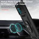 Funda híbrida negra para Moto G22 con anillo metálico, soporte y protector de cámara para máxima protección.