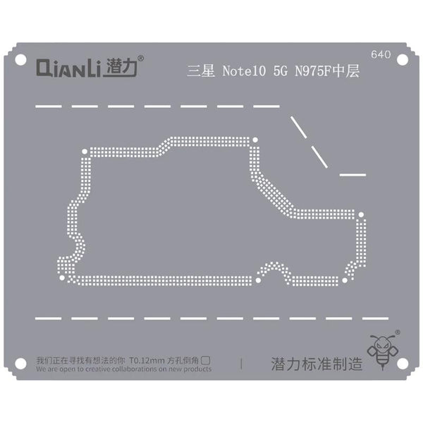 Stencil Bumblebee (QS640) para Samsung Note 10 5G N975F Tapa media (Qianli) ideal para reparaciones en Guatemala, compra al por mayor en talleres de reparación de Samsung.