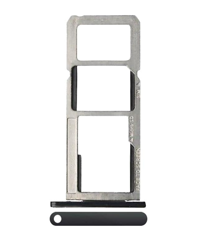 Encuentra la bandeja doble de tarjeta SIM compatible para Motorola Moto G6 Play / G6 Forge en Guatemala con esta pieza de repuesto en color negro.