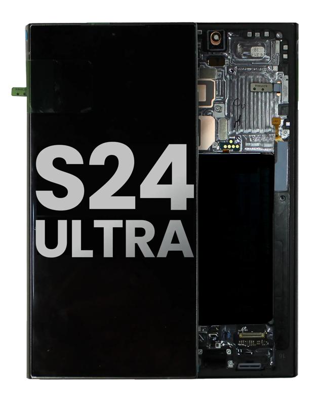 Reparación de pantalla Samsung Galaxy S24 Ultra en Guatemala - Pantalla OLED usada con marco en color Titanium Black.